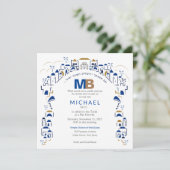 Traditie in Jerusalem Bar Mitzvah Uitnodiging (Staand voorkant)