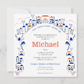 Traditie in Jeruzalem Mitzvah Uitnodiging Oranje (Voorkant)