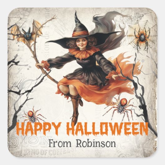  traditie waterverf schattige slechte heks vierkante sticker (Voorkant)