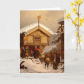 Tradities van Kerstmis Juleskikk Noors Kaart (Gele Bloem)