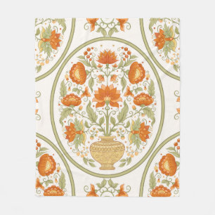 Tradition mughal motief, fantasiemakloemen in retr fleece deken