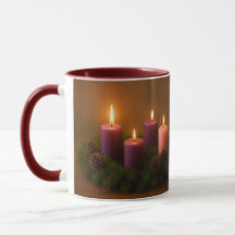 Traditional Advent Wreath with Four Lit Candles