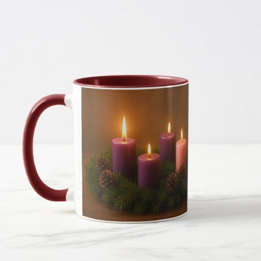 Traditional Advent Wreath with Four Lit Candles Mok (Links)