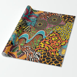 Traditional african fabric and wild animal skins p cadeaupapier