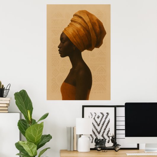 Traditional African Woman Boho Style Wall Art Poster (Thuiskantoor)