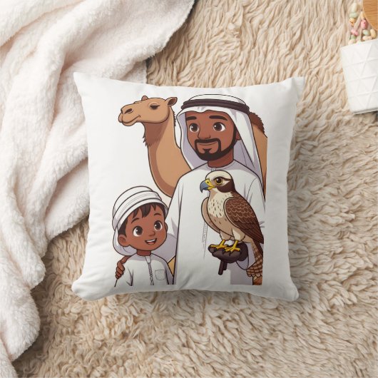 Traditional Arab Falcon Hunt Kussen (Deken)