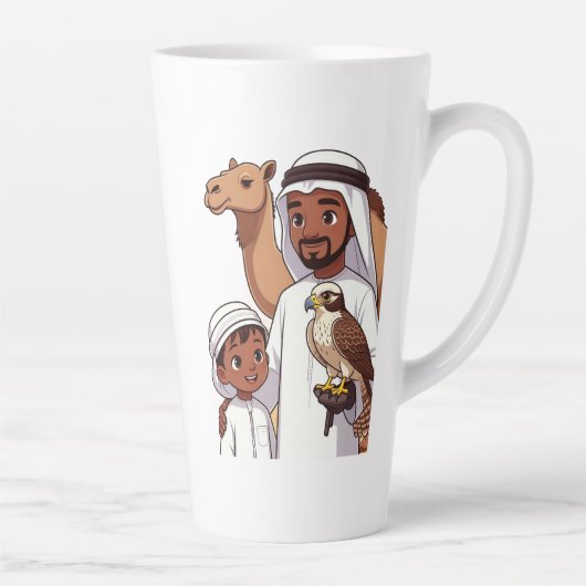 Traditional Arab Falcon Hunt Latte Mok (Rechts)