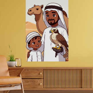 Traditional Arab Falcon Hunt Poster