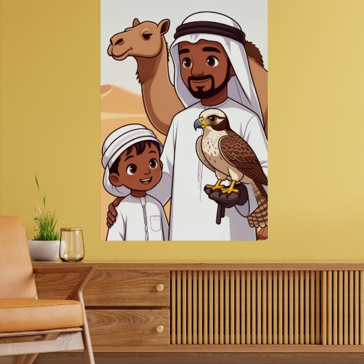 Traditional Arab Falcon Hunt Poster (Woonkamer 2)
