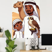 Traditional Arab Falcon Hunt Poster (Thuiskantoor)