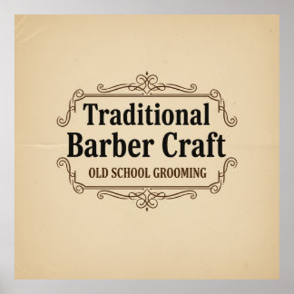 Traditional Barber Craft Vintage Typography Poster