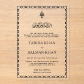 Traditional Black Border Islamic Wedding Acryl Uitnodigingen (Voorkant)