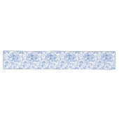 Traditional Blue Toile Roses Floral Table Runner Lange Tafelloper (Horizontaal)