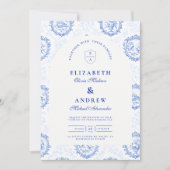 Traditional Blue White Delft Wedding Kaart (Voorkant)