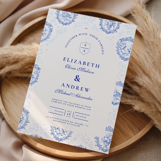 Traditional Blue White Delft Wedding Kaart