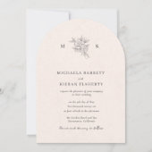 Traditional Blush Pink Monogram Wedding Invitation Kaart (Voorkant)