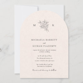 Traditional Blush Pink Monogram Wedding Invitation Kaart