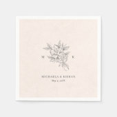 Traditional Blush Pink Monogram Wedding Napkin Servet (Voorkant)