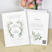 Traditional Botanical Greenery Wedding QRCode RSVP Kaart