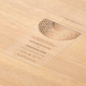 Traditional Bronze Mandala Indian Wedding Acryl Uitnodigingen (Laagn)