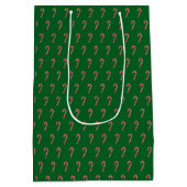 Traditional candy cane & green medium cadeauzakje (Achterkant)