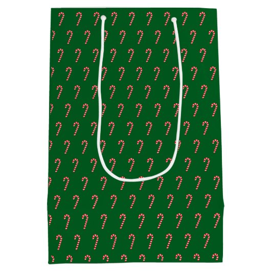 Traditional candy cane & green medium cadeauzakje (Achterkant)