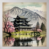 Traditional Castle On Lake Poster (Voorkant)