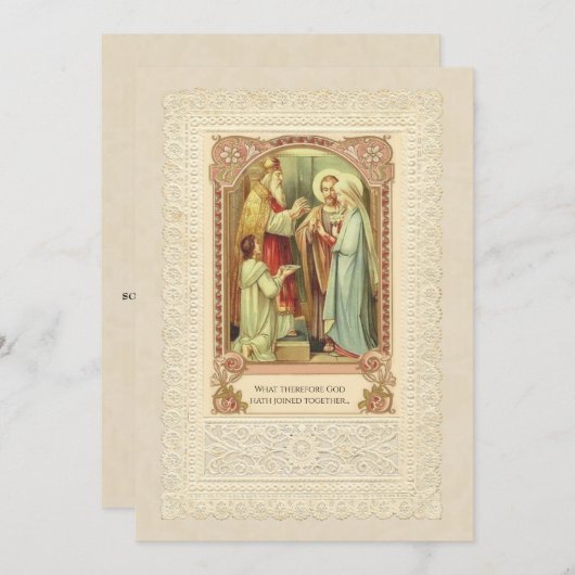 Traditional Catholic Wedding Gold Invitation Kaart (Voorkant / Achterkant)