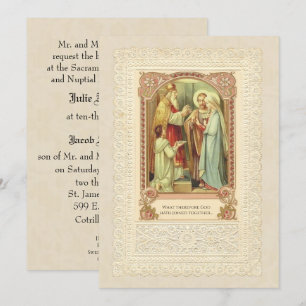 Traditional Catholic Wedding Gold Invitation Kaart