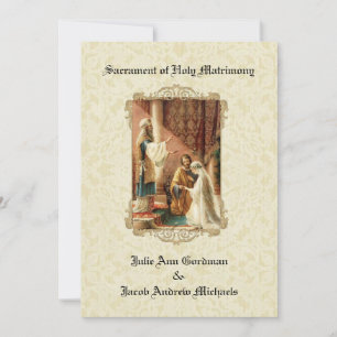 Traditional Catholic Wedding Gold Invitation Kaart