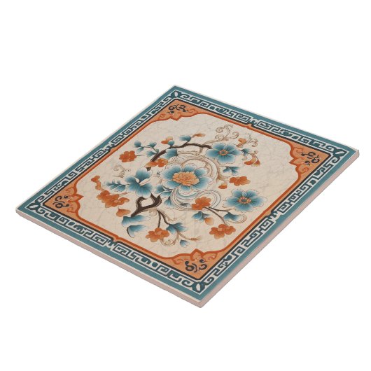 Traditional China Sinaasappel Ink Flower Art 6 Tegeltje (Zijkant)