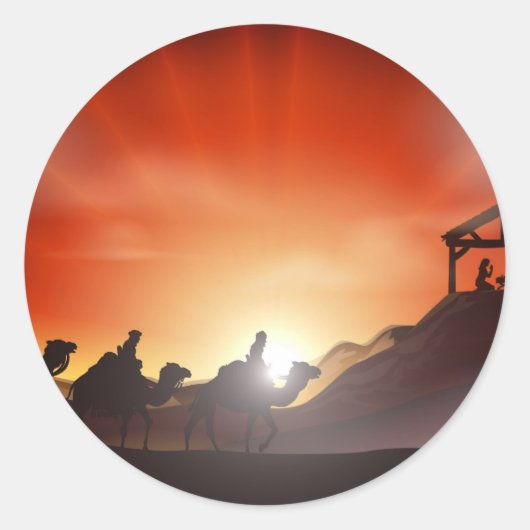 Traditional Christmas Nativity Scene Ronde Sticker (Voorkant)