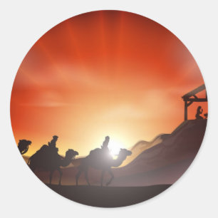 Traditional Christmas Nativity Scene Ronde Sticker