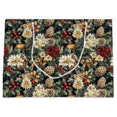 Traditional Christmas Pine Floral Holiday  Groot Cadeauzakje (Voorkant)