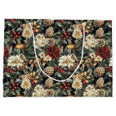 Traditional Christmas Pine Floral Holiday  Groot Cadeauzakje (Achterkant)