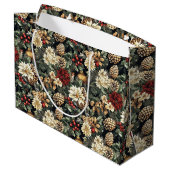 Traditional Christmas Pine Floral Holiday  Groot Cadeauzakje (Achterkant Gekanteld)