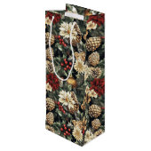 Traditional Christmas Pine Floral Holiday Wijn Cadeautas (Achterkant Gekanteld)