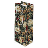 Traditional Christmas Pine Floral Holiday Wijn Cadeautas (Voorkant Gekanteld)