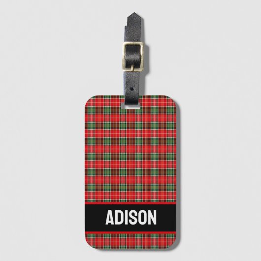 Traditional Christmas Plaid Bagagelabel (Voorkant (verticaal))