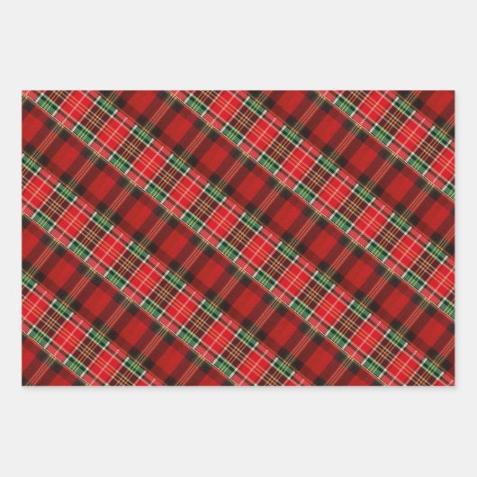 Traditional Christmas Plaid Inpakpapier Vel (Voorkant 3)