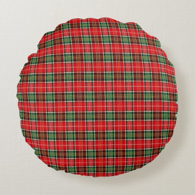 Traditional Christmas Plaid Rond Kussen (Voorkant)