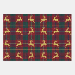 Traditional Christmas Reindeer Plaid Inpakpapier Vel