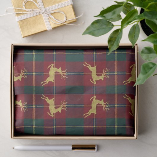Traditional Christmas Reindeer Plaid Tissuepapier (Geschenk)
