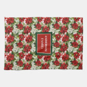 Traditional Christmas Towel Red Green Floral Art Theedoek (Horizontaal)
