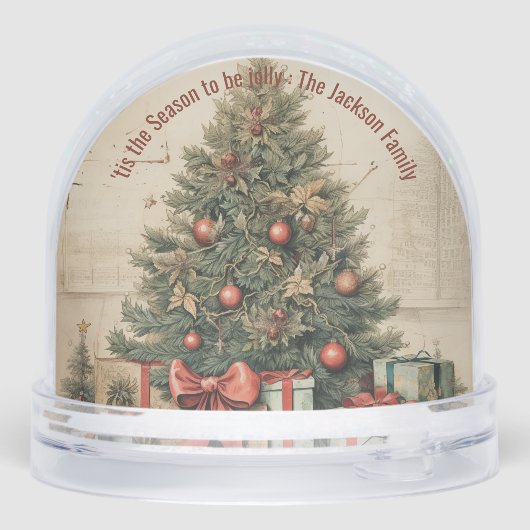 Traditional Christmas Tree and Presents Gift Wrapp Sneeuwbol (Achterkant)