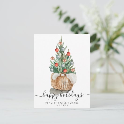 Traditional Christmas Tree Holiday Briefkaart (Staand voorkant)