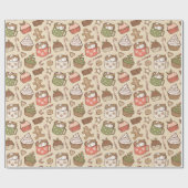 Traditional Christmas Vintage Hot Cocoa Cupcake Cadeaupapier (Vlak)