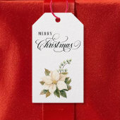Traditional Christmas White Poinsettia Doublesided Cadeaulabel