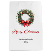 Traditional Christmas wreath gift bag personalized Medium Cadeauzakje (Voorkant)