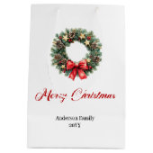 Traditional Christmas wreath gift bag personalized Medium Cadeauzakje (Achterkant)